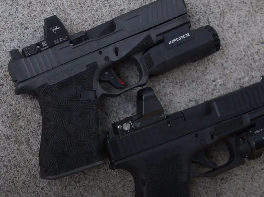 Trijicon RMR and Leupold DeltaPoint Pro with two Pistols on the ground