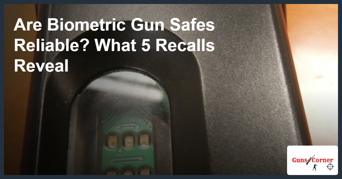 Are biometric gun safes reliable: close-up of a fingerprint scanner device used on secure storage