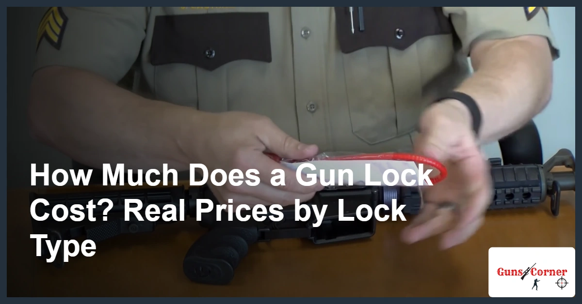 Deputy unwrapping a red cable gun lock next to an unloaded rifle, illustrating how much does a gun lock cost