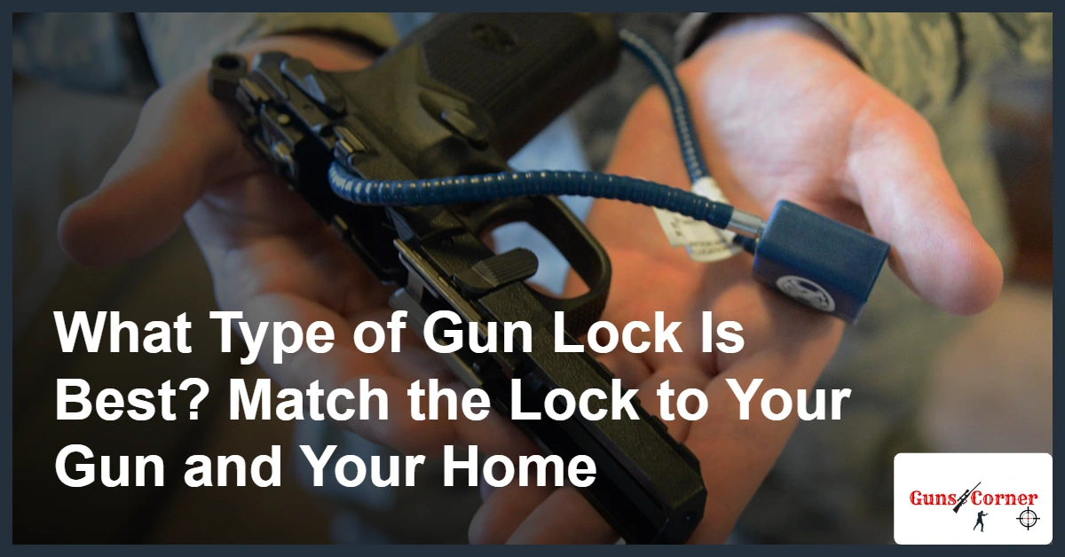 Steel cable gun lock threaded through the open action of an unloaded semi-automatic pistol, showing what type of gun lock is best for most handguns
