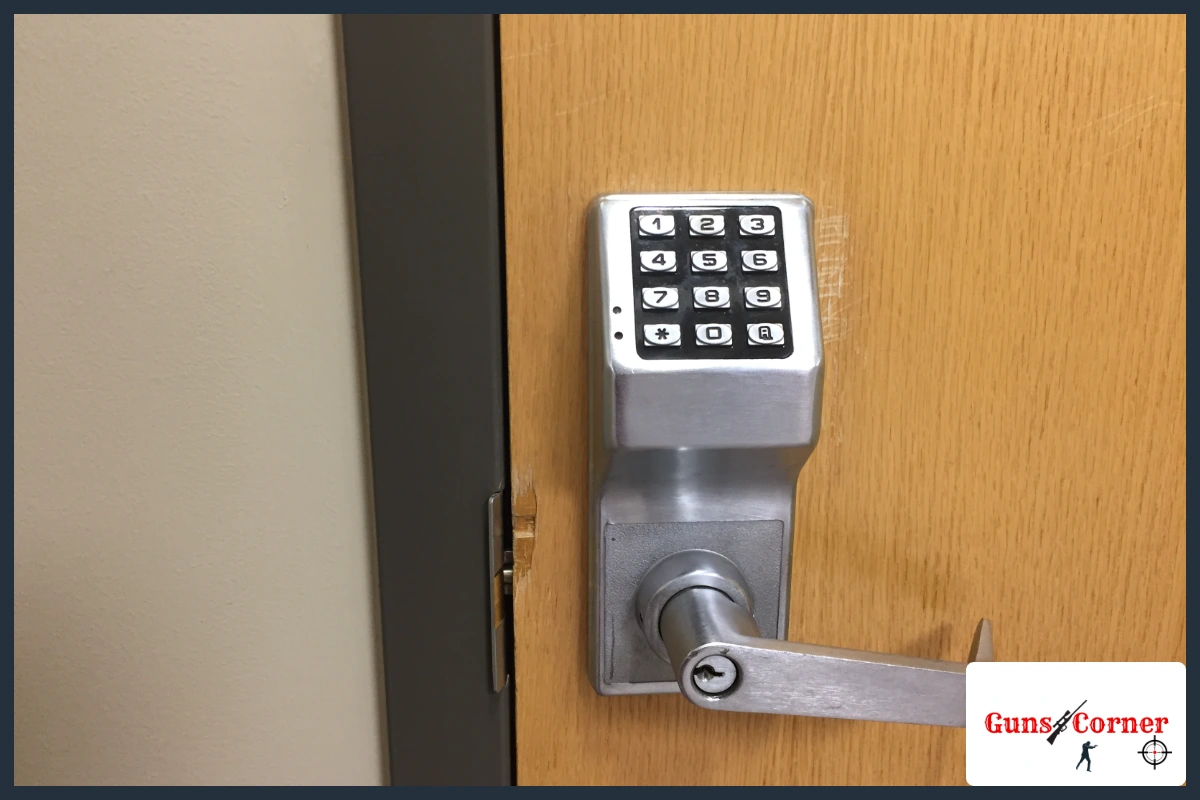 Electronic keypad lock mounted on a door, an alternative to a biometric fingerprint lock